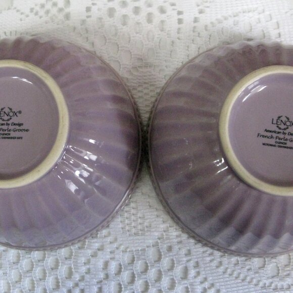 Lenox French Perle Groove Violet Purple 2 Bowls Soup Cereal 6" Stoneware - Picture 5 of 7